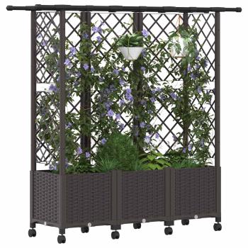 Hochbeet mit Rankgitter und Dach Braun 163,5 x 40 x 142 cm PP