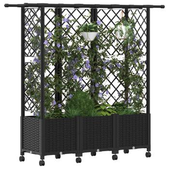 Hochbeet mit Rankgitter und Dach Schwarz 163,5 x 40 x 142 cm PP