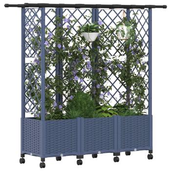 Hochbeet mit Rankgitter und Dach Grau 163,5 x 40 x 142 cm PP