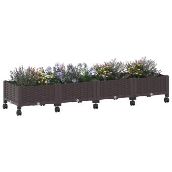 Gartenpflanzer mit Rädern Braun 160 x 40 x 29 cm PP