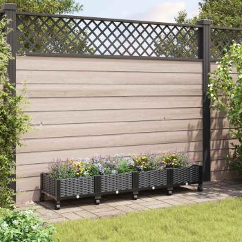 ARDEBO.de - Gartenpflanzer mit Rädern Schwarz 160 x 40 x 29 cm PP