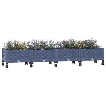 Gartenpflanzer mit Rädern Blaugrau 160 x 40 x 33 cm PP