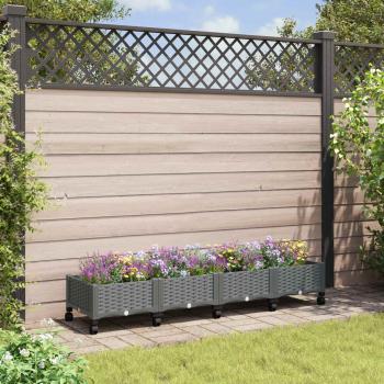 ARDEBO.de - Gartenpflanzer mit Rädern Hellgrau 160 x 40 x 33 cm PP