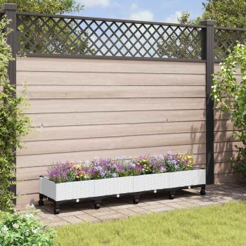 ARDEBO.de - Gartenpflanzer mit Rädern Weiß 160 x 40 x 33 cm PP