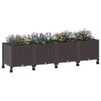 Gartenpflanzer mit Rädern Braun 160 x 40 x 44 cm PP