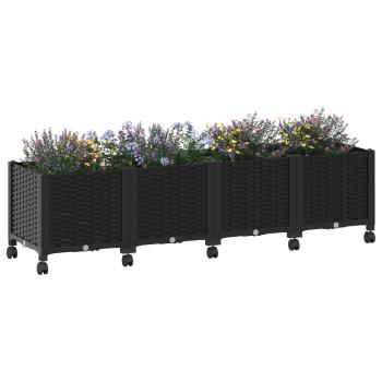 Gartenpflanzer mit Rädern Schwarz 160 x 40 x 44 cm PP