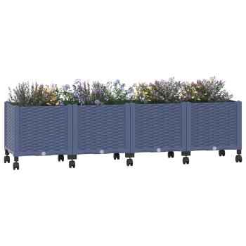 Gartenpflanzer mit Rädern Blaugrau 160 x 40 x 48 cm PP