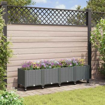 ARDEBO.de - Gartenpflanzer mit Rädern Hellgrau 160 x 40 x 48 cm PP
