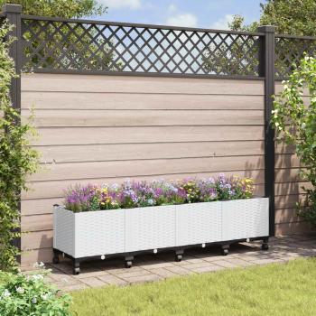 ARDEBO.de - Gartenpflanzer mit Rädern Weiß 160 x 40 x 48 cm PP