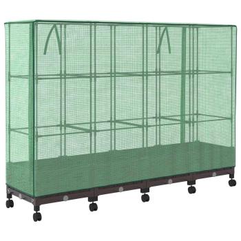 Gartenplanter mit Gewächshausabdeckung und Rädern 4 stk. Braun