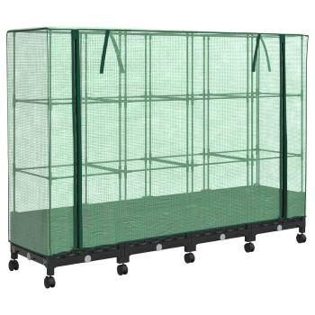 Gartenplanter mit Gewächshausabdeckung und Rädern 4 stk. PP