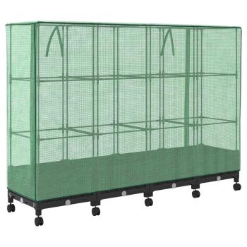 Gartenplanter mit Gewächshausabdeckung und Rädern 4 stk. PP