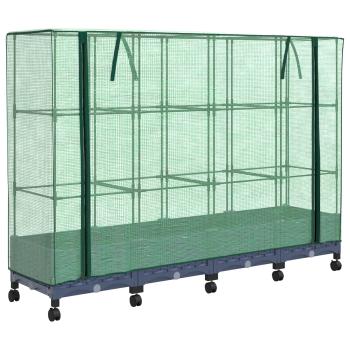 Gartenplanter mit Gewächshausabdeckung und Rädern 4 stk. PP