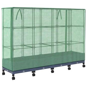 Gartenplanter mit Gewächshausabdeckung und Rädern 4 stk. PP