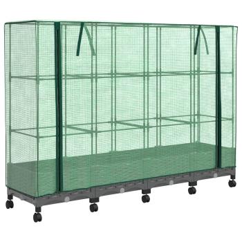 Gartenplanter mit Gewächshausabdeckung und Rädern 4 stk. PP