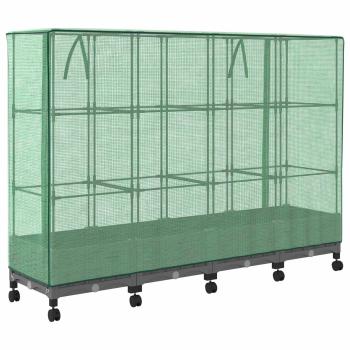Gartenplanter mit Gewächshausabdeckung und Rädern 4 stk. PP