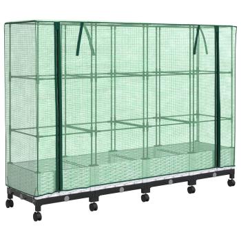 Gartenplanter mit Gewächshausabdeckung und Rädern 4 stk. Weiß