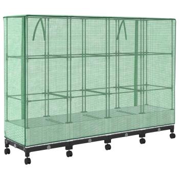Gartenplanter mit Gewächshausabdeckung und Rädern 4 stk. Weiß