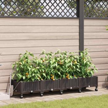 ARDEBO.de - Garten Blumenkübel mit Bewässerung und Rädern 4 Stk. Braun PP