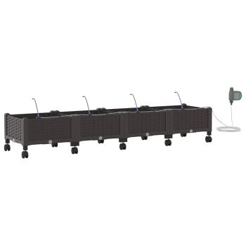 Garten Blumenkübel mit Bewässerung und Rädern 4 Stk. Braun PP