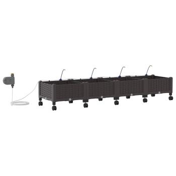 Garten Blumenkübel mit Bewässerung und Rädern 4 Stk. Braun PP