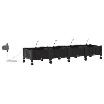 Garten Blumenkübel mit Bewässerung und Rädern 4 Stk. Schwarz PP