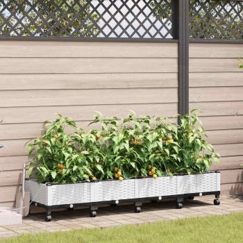 ARDEBO.de - Garten Blumenkübel mit Bewässerung und Rädern 4 Stk. Weiß PP