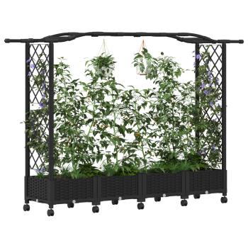 Hochbeet mit Rankgitter und Dach Schwarz 207 x 40 x 129 cm PP