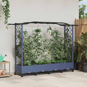 ARDEBO.de - Hochbeet mit Rankgitter und Dach Grau 207 x 40 x 129 cm PP