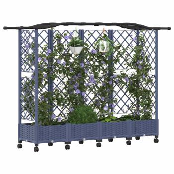 Hochbeet mit Rankgitter und Dach Grau 203,5 x 40 x 129 cm PP