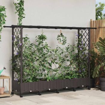 ARDEBO.de - Hochbeet mit Rankgitter und Dach Braun 203 x 40 x 127 cm PP