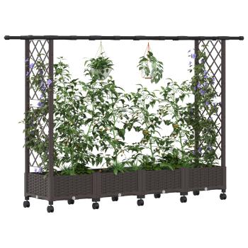 Hochbeet mit Rankgitter und Dach Braun 203 x 40 x 127 cm PP
