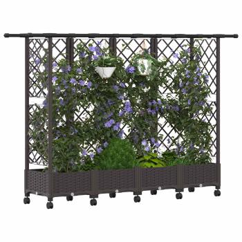 Hochbeet mit Rankgitter und Dach Braun 202,5 x 40 x 127 cm PP