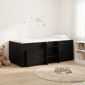 ARDEBO.de - Loft Bettgestell mit Schrank 3 stk. Schwarz Holzwerkstoff
