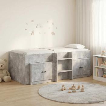 ARDEBO.de - Loft Bettgestell mit Schrank 3 stk. Betongrau Holzwerkstoff