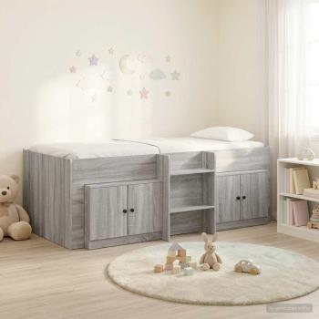 ARDEBO.de - Loft Bettgestell mit Schrank 3 stk. Sonoma-Grau Holzwerkstoff