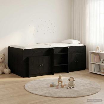 ARDEBO.de - Loft Bettgestell mit Schrank 3 stk. Schwarz Holzwerkstoff