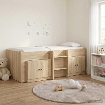 ARDEBO.de - Loft Bettgestell mit Schrank 3 stk. Sonoma-Eiche Holzwerkstoff