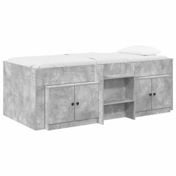 Loft Bettgestell mit Schrank 3 stk. Betongrau Holzwerkstoff