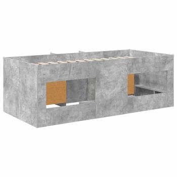 Loft Bettgestell mit Schrank 3 stk. Betongrau Holzwerkstoff