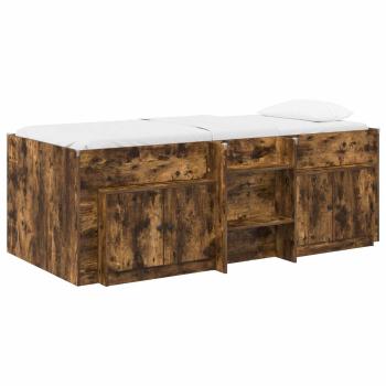Loft Bettgestell mit Schrank 3 stk. Räuchereiche Holzwerkstoff