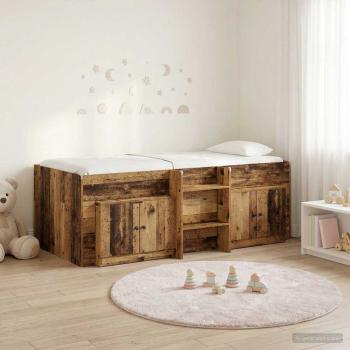 ARDEBO.de - Loft Bettgestell mit Schrank 3 stk. Altholz Holzwerkstoff