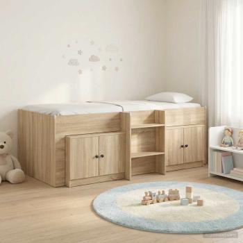 ARDEBO.de - Loft Bettgestell mit Schrank 3 stk. Sonoma-Eiche Holzwerkstoff