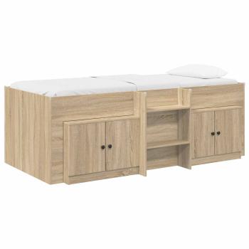 Loft Bettgestell mit Schrank 3 stk. Sonoma-Eiche Holzwerkstoff