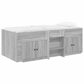 Loft Bettgestell mit Schrank 3 stk. Sonoma-Grau Holzwerkstoff