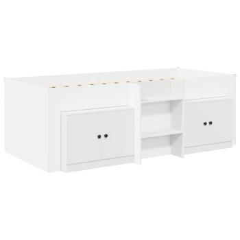 Loft Bettgestell mit Schrank mit Tür 3 stk. Weiß Holzwerkstoff