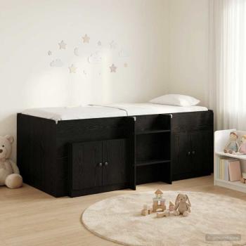 ARDEBO.de - Loft Bettgestell mit Schrank 3 stk. Schwarz Holzwerkstoff