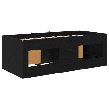 Loft Bettgestell mit Schrank 3 stk. Schwarz Holzwerkstoff