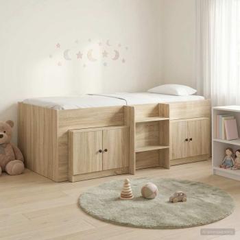 ARDEBO.de - Loft Bettgestell mit Schrank 3 stk. Sonoma-Eiche Holzwerkstoff