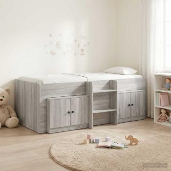 ARDEBO.de - Loft Bettgestell mit Schrank 3 stk. Grau Sonoma Holzwerkstoff